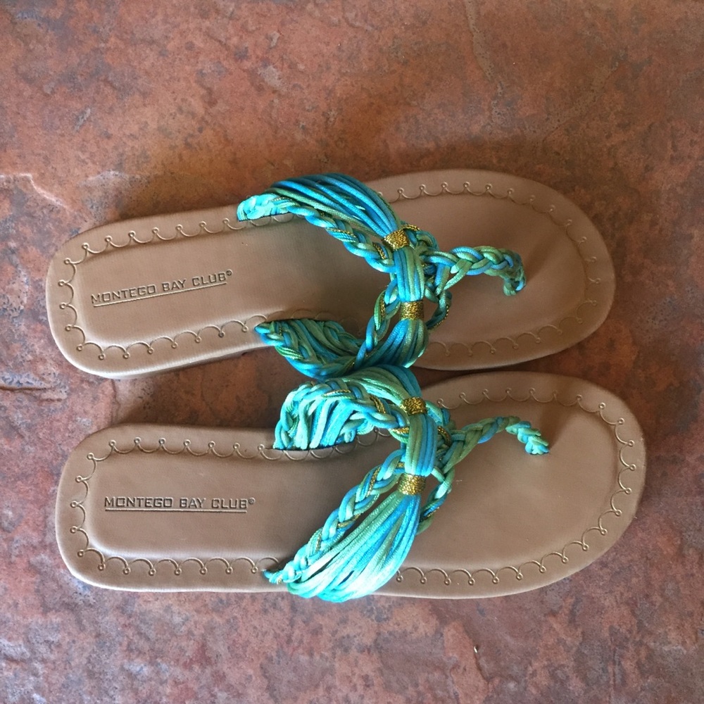 Aqua and Gold Sandals